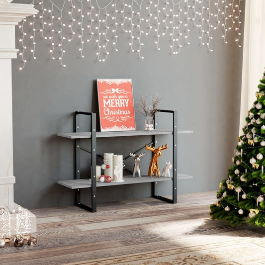 vidaXL 2-Tier Book Cabinet Concrete Grey 100x30x70 cm Engineered Wood