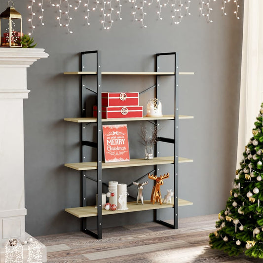 vidaXL 4-Tier Book Cabinet Sonoma Oak 100x30x140 cm Engineered Wood