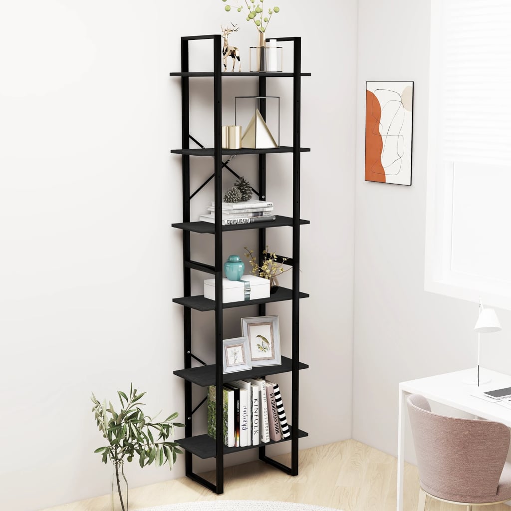 vidaXL Storage Shelf Black 60x30x210 cm Solid Wood Pine