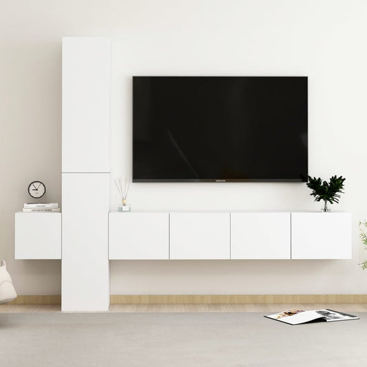 vidaXL 5 Piece TV Cabinet Set White Engineered Wood