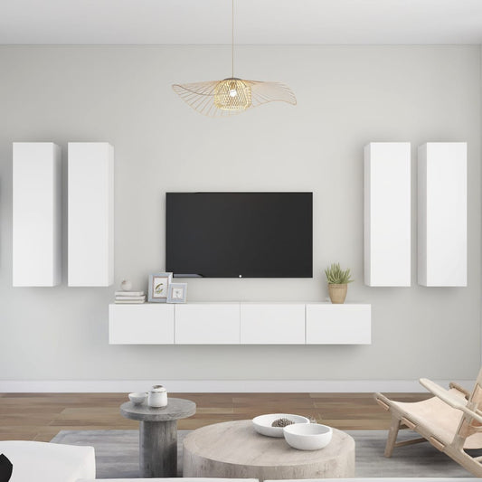 vidaXL 6 Piece TV Cabinet Set White Engineered Wood