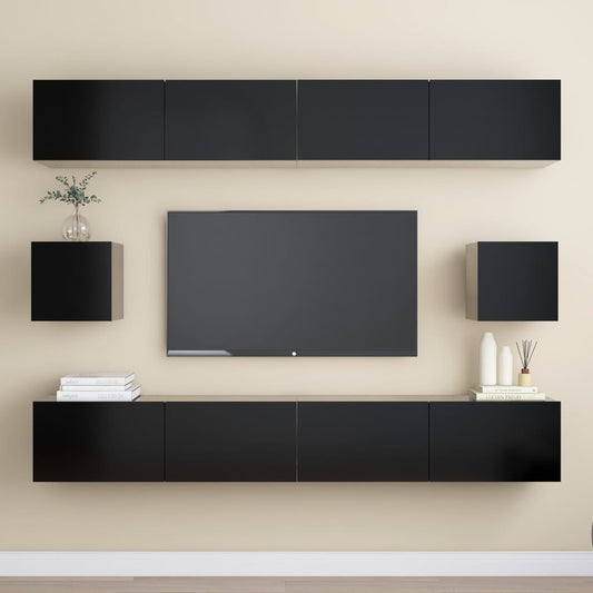 vidaXL 6 Piece TV Cabinet Set Black Engineered Wood