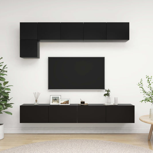 vidaXL 5 Piece TV Cabinet Set Black Engineered Wood