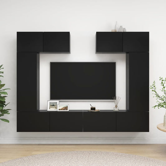 vidaXL 6 Piece TV Cabinet Set Black Engineered Wood