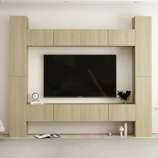 vidaXL 8 Piece TV Cabinet Set Sonoma Oak Engineered Wood