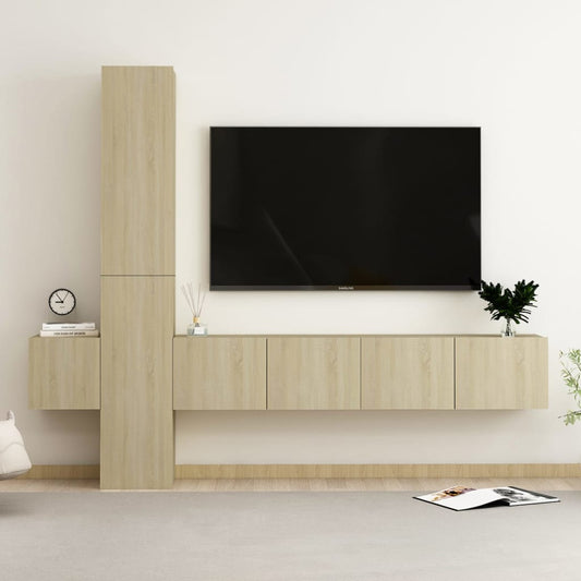vidaXL 5 Piece TV Cabinet Set Sonoma Oak Engineered Wood
