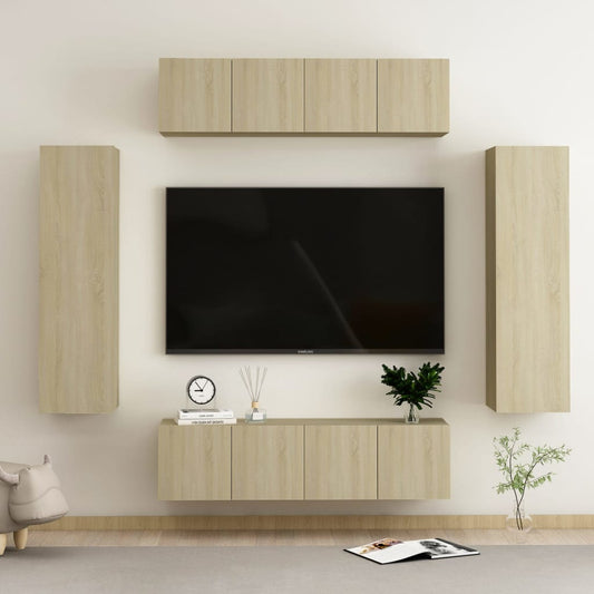 vidaXL 6 Piece TV Cabinet Set Sonoma Oak Engineered Wood