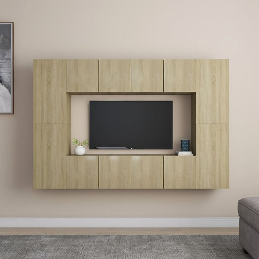 vidaXL 8 Piece TV Cabinet Set Sonoma Oak Engineered Wood