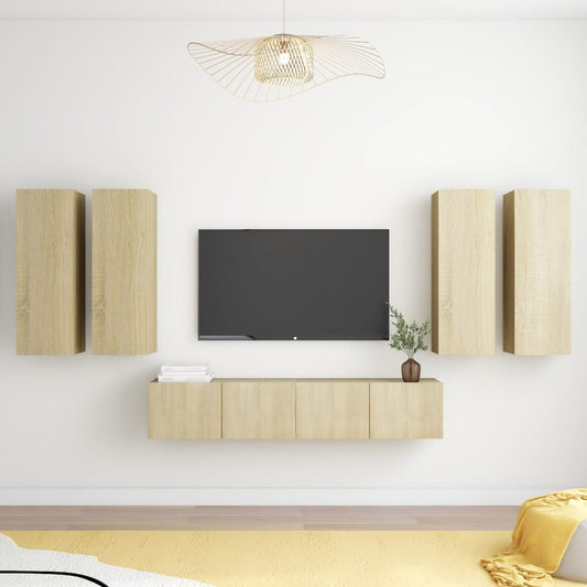 vidaXL 6 Piece TV Cabinet Set Sonoma Oak Engineered Wood