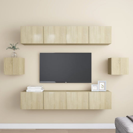 vidaXL 6 Piece TV Cabinet Set Sonoma Oak Engineered Wood
