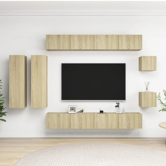 vidaXL 8 Piece TV Cabinet Set Sonoma Oak Engineered Wood