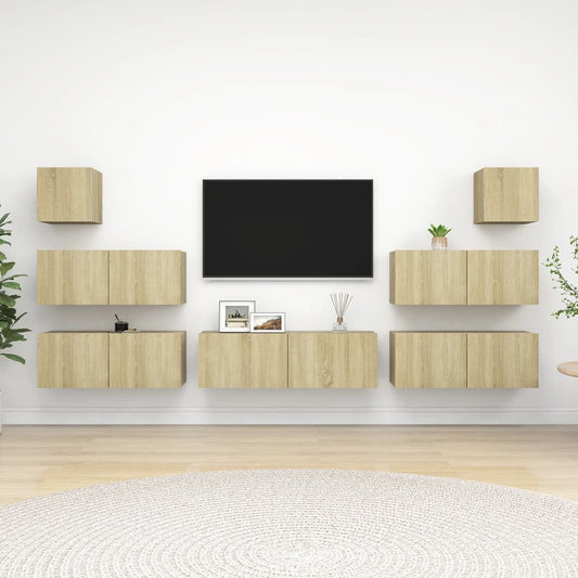 vidaXL 7 Piece TV Cabinet Set Sonoma Oak Engineered Wood