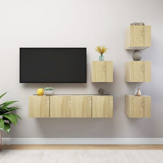 vidaXL 6 Piece TV Cabinet Set Sonoma Oak Engineered Wood