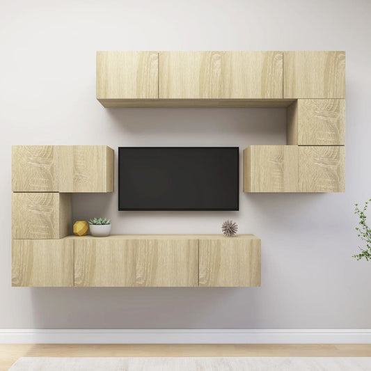 vidaXL 8 Piece TV Cabinet Set Sonoma Oak Engineered Wood