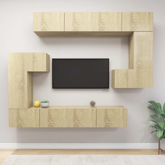 vidaXL 8 Piece TV Cabinet Set Sonoma Oak Engineered Wood