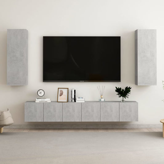 vidaXL 5 Piece TV Cabinet Set Concrete Grey Engineered Wood