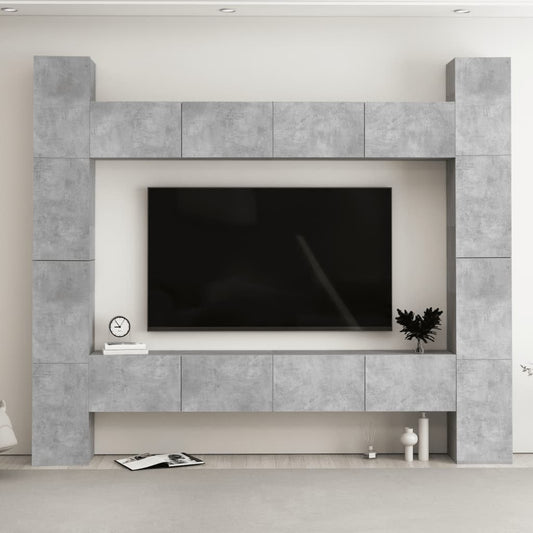 vidaXL 8 Piece TV Cabinet Set Concrete Grey Engineered Wood