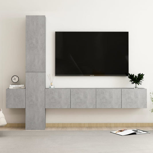 vidaXL 5 Piece TV Cabinet Set Concrete Grey Engineered Wood