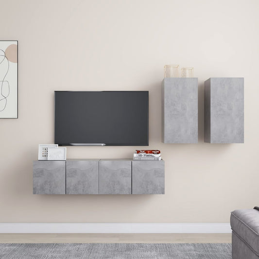 vidaXL 4 Piece TV Cabinet Set Concrete Grey Engineered Wood