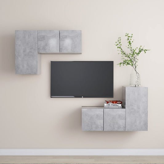 vidaXL 4 Piece TV Cabinet Set Concrete Grey Engineered Wood