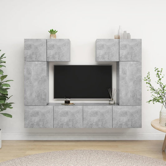 vidaXL 6 Piece TV Cabinet Set Concrete Grey Engineered Wood