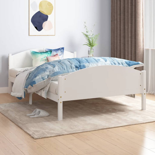 vidaXL Bed Frame White Solid Pine Wood 120x200 cm