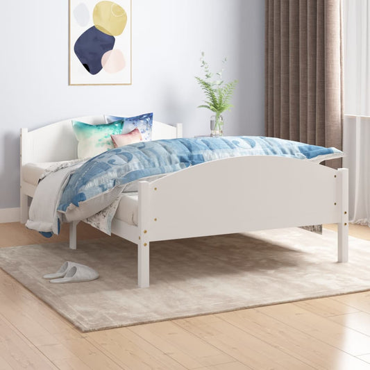 vidaXL Bed Frame White Solid Pine Wood 160x200 cm