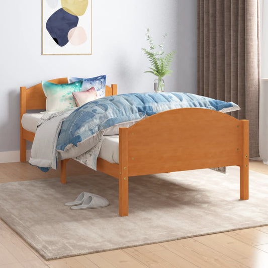vidaXL Bed Frame Honey Brown Solid Pine Wood 100x200 cm