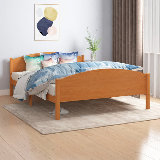 vidaXL Bed Frame Honey Brown Solid Pine Wood 160x200 cm