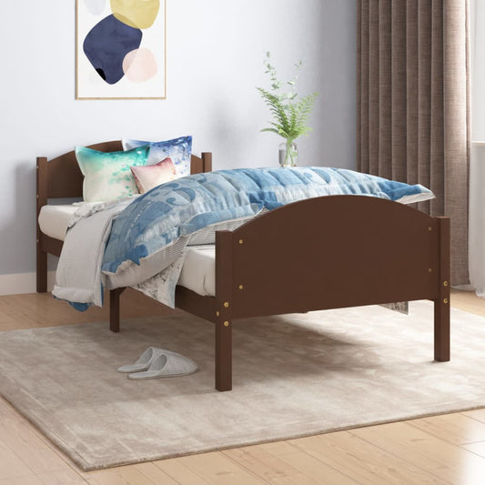 vidaXL Bed Frame Dark Brown Solid Pine Wood 100x200 cm