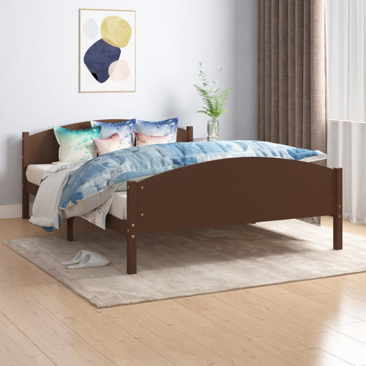 vidaXL Bed Frame Dark Brown Solid Pine Wood 140x200 cm