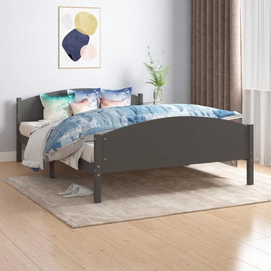 vidaXL Bed Frame Dark Grey Solid Pine Wood 160x200 cm