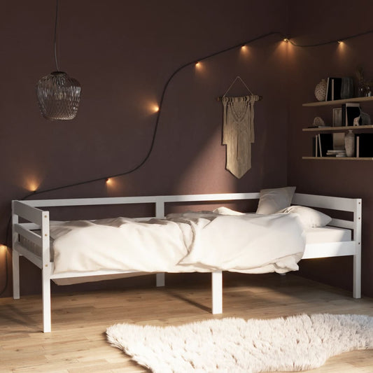 vidaXL Bed Frame White Solid Pinewood 90x200 cm
