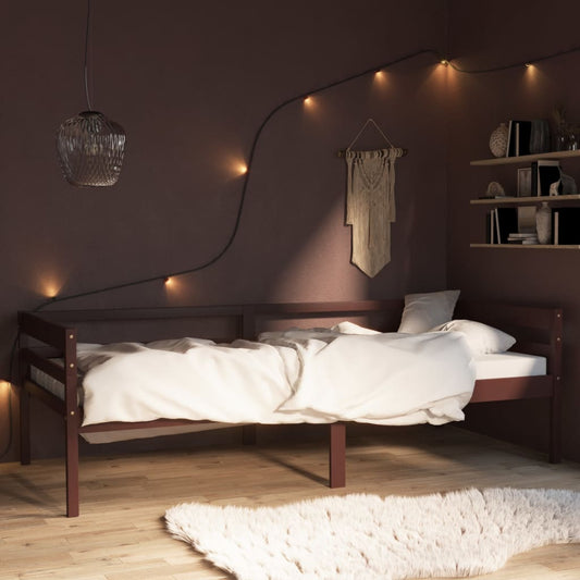 vidaXL Bed Frame Dark Brown Solid Pinewood 90x200 cm