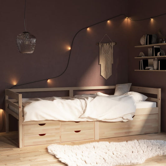 vidaXL Bed Frame with Drawers&Cabinet Solid Pinewood 90x200 cm