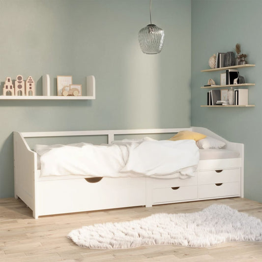 vidaXL 3-Seater Day Bed with Drawers White Solid Pinewood 90x200 cm