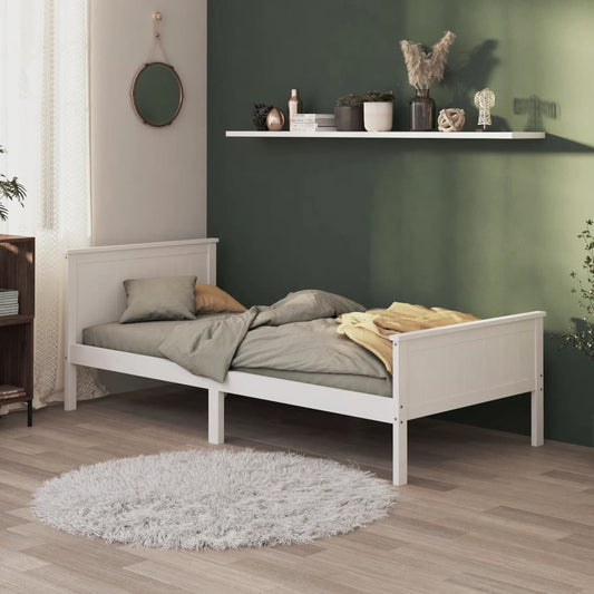vidaXL Bed Frame White Solid Wood Pine 90x200 cm