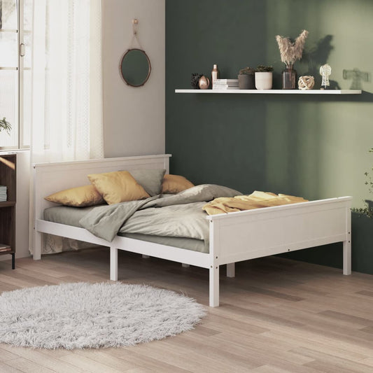 vidaXL Bed Frame White Solid Wood Pine 160x200 cm