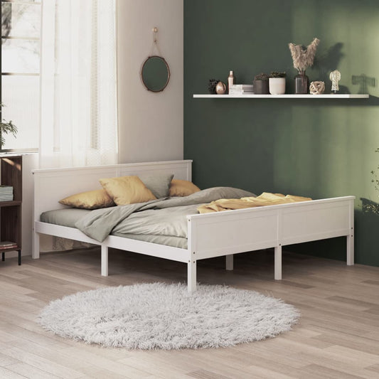 vidaXL Bed Frame White Solid Wood Pine 200x200 cm