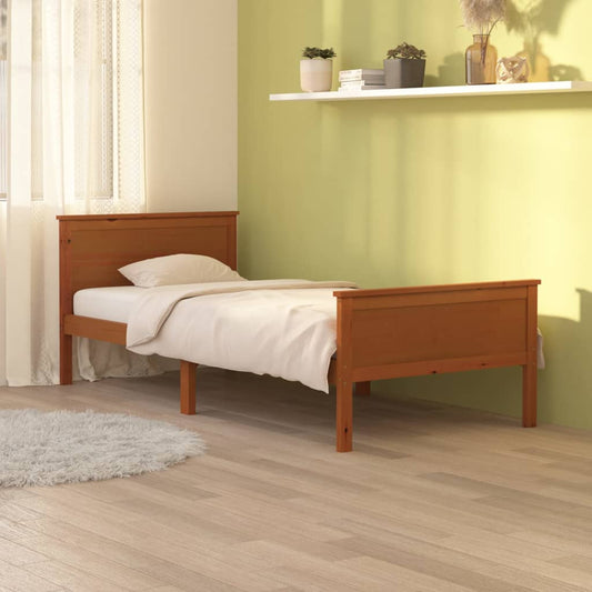 vidaXL Bed Frame Honey Brown Solid Wood Pine 90x200 cm