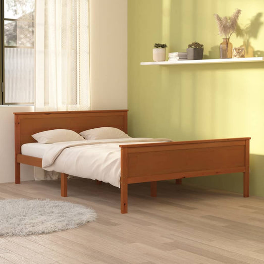 vidaXL Bed Frame Honey Brown Solid Wood Pine 140x200 cm
