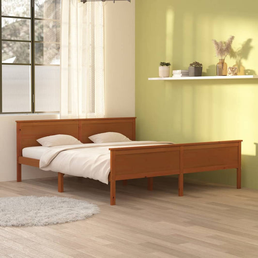 vidaXL Bed Frame Honey Brown Solid Wood Pine 180x200 cm