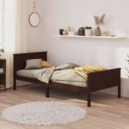 vidaXL Bed Frame Dark Brown Solid Wood Pine 90x200 cm
