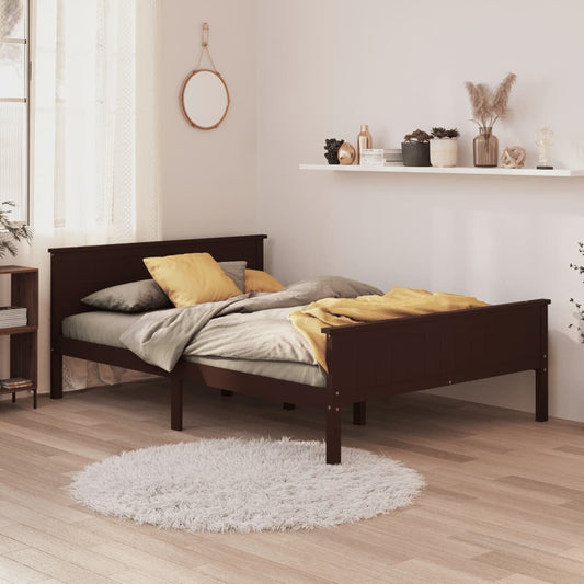 vidaXL Bed Frame Dark Brown Solid Wood Pine 120x200 cm