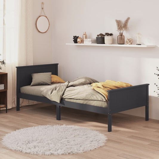 vidaXL Bed Frame Grey Solid Wood Pine 100x200 cm
