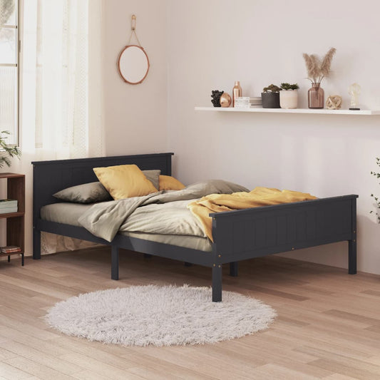 vidaXL Bed Frame Grey Solid Wood Pine 140x200 cm