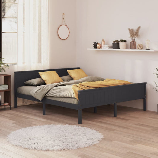 vidaXL Bed Frame Grey Solid Wood Pine 200x200 cm