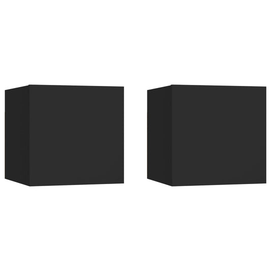 vidaXL Bedside Cabinets 2 pcs Black 30.5x30x30 cm Engineered Wood