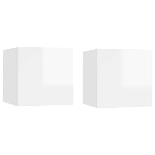 vidaXL Bedside Cabinets 2 pcs High Gloss White 30.5x30x30 cm Engineered Wood