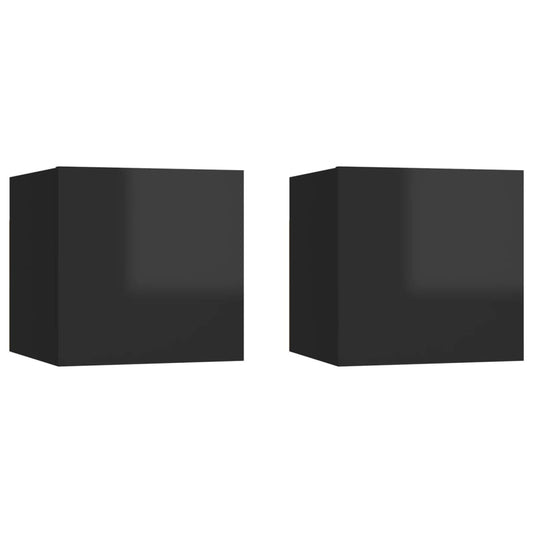vidaXL Bedside Cabinets 2 pcs High Gloss Black 30.5x30x30 cm Engineered Wood